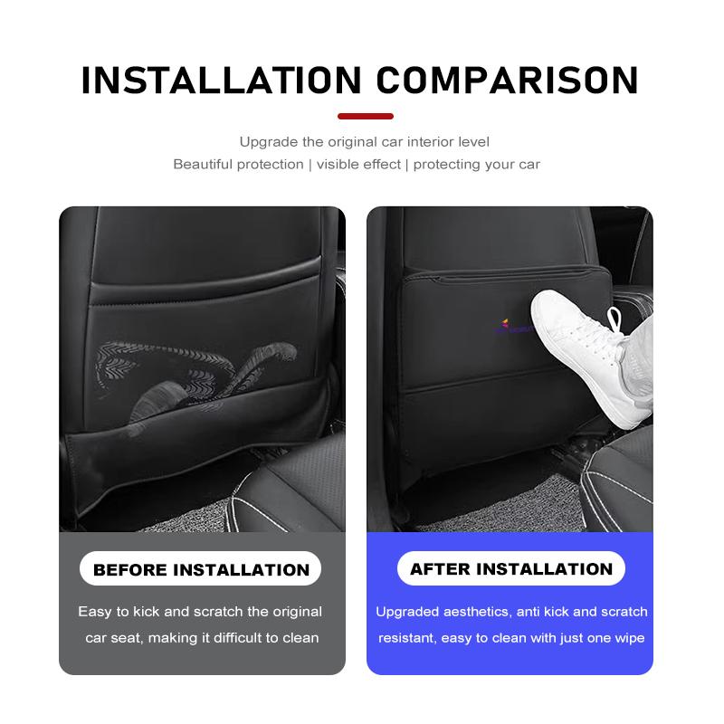 For SsangYong Leather Car Seat Back Mat Universal Anti Kick Dirt Proof Protector KG Actyon Sport Korando Rexton Kyron Rodius