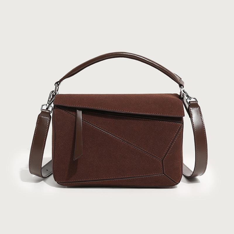 2024 Spring/Summer New Women's Bag Mini Geometric Bag Soft Leather Pillow Bag Single Shoulder Crossbody Bag Patchwork Quilted Handbag