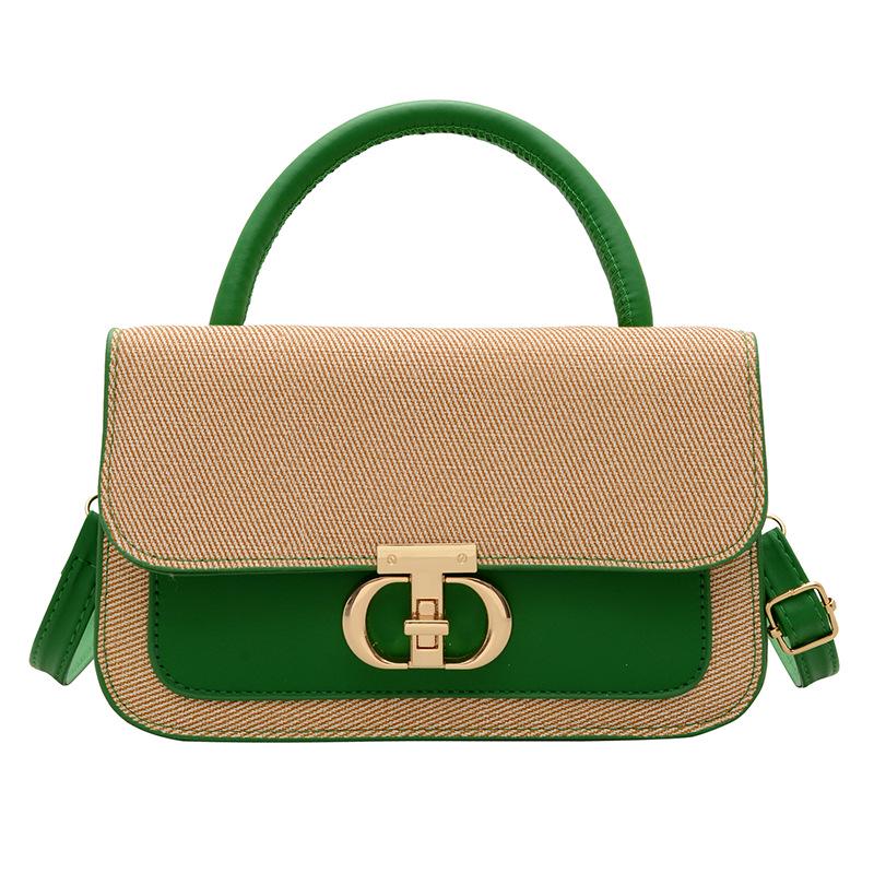 2025 Summer Retro Textured Color Block Square Crossbody Bag for Women