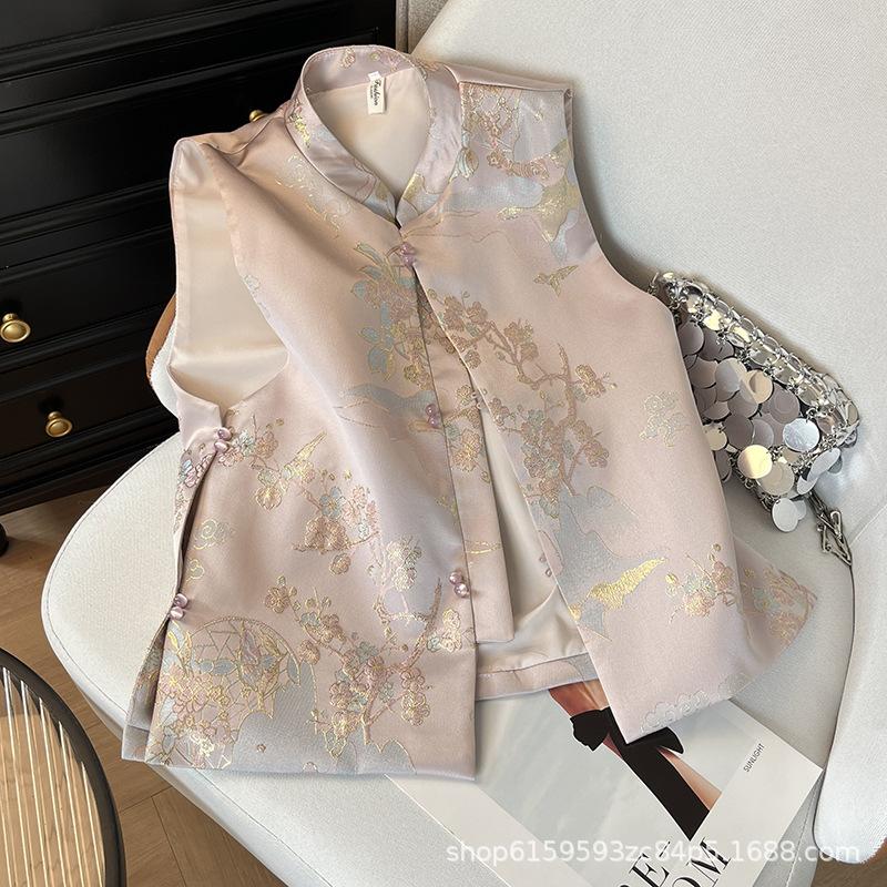 

2025 жилет стойка жилет женский ранняя весна ретро улучшенный модный новый топ XXXL [Recommended 138-75kg] розовый