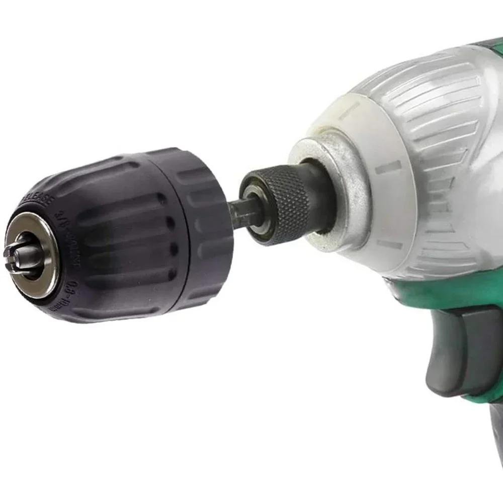 1pc 0.8-10mm Keyless Drill Chuck Converter 3/8"- 24UNF Thread Quick Change Adapter 1/4" Hex Shank