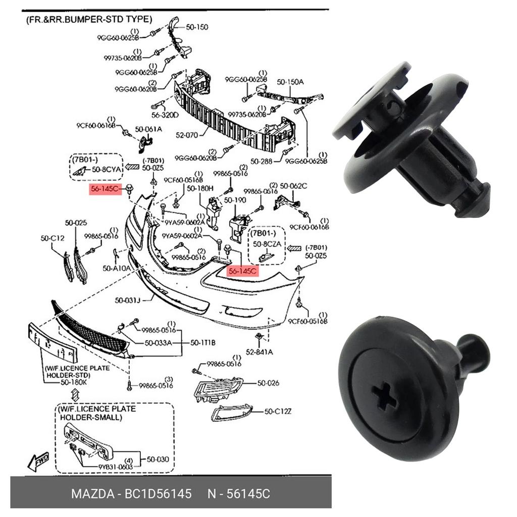 BC1D56145 Fender Liner Push Type Retainer Fastener Wheel Arch Lining Clip FOR Mazda 2 3 6 CX-5 CX-4 MPV RX-8