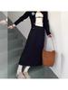 Women's Plus Size Black Polka Dot High-Waisted A-Line Midi Skirt - 2026 Spring Slimming Bodycon Skirt