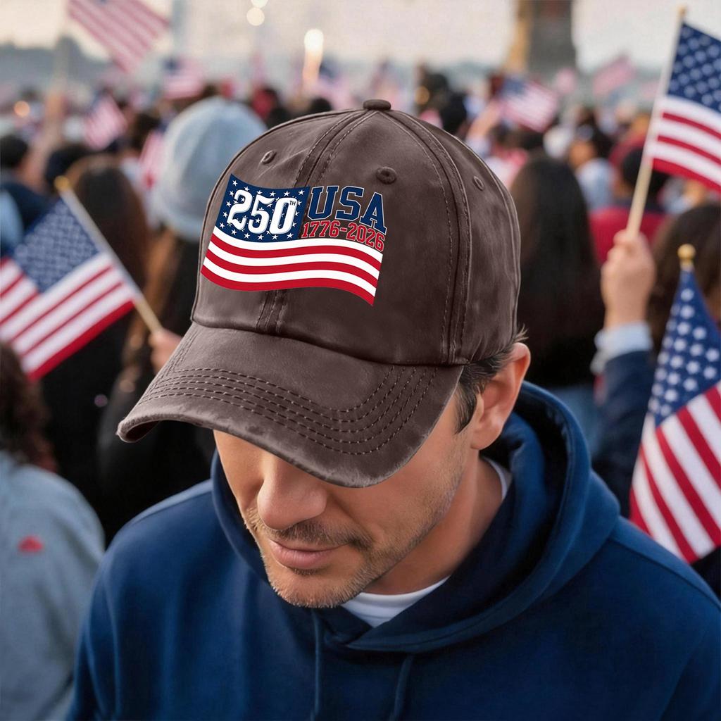 Men's and Women's Matching American 250th Anniversary Anniversary Embroidered Vintage Washed Baseball Cap