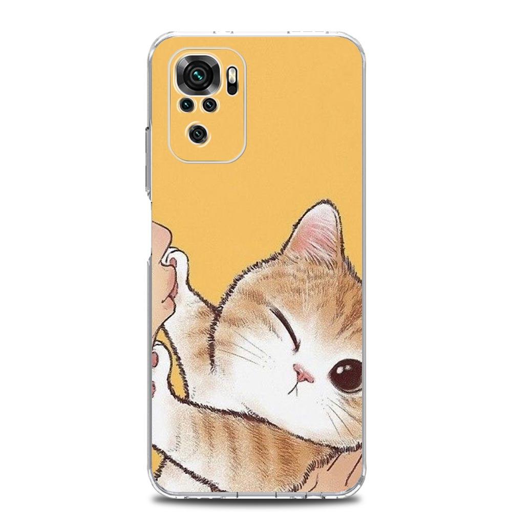 Cat Cute Kitten Cartoon Clear Phone Case For Xiaomi Redmi Note 12 5G 9S 9 8 10 11 Pro+ 9T 8T 10C 9C 9A 7 Pro Soft TPU Back Cover
