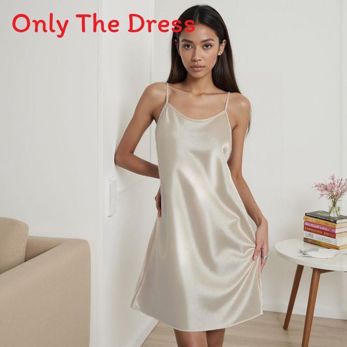 Lady Sleep Dress Silklike Satin Camisole Nightgown For Comfortable Lounge And Sleep