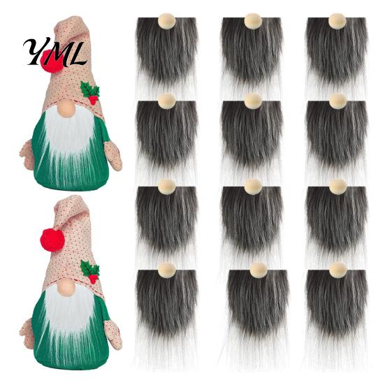 White Black Gnome Beards 12Pcs Beard And Nose Kit, DIY Christmas Craft Supplies with Faux Fur Fabric for Crafts Plush Wooden Ball Noses Doll