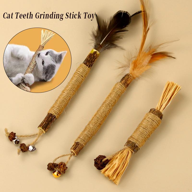 Cat Toys Silvervine Chew Stick Polygonum Kitty Raffia Grass Pet Supplies Cleaning Teeth Stick Pet Bite Hemp Rope Cat Toy