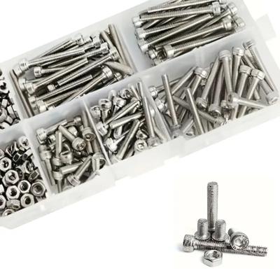 150 kusů/krabice M3 X 8mm, 12mm, 16mm, 20mm, 25mm Šrouby s vnitřním šestihranem, Šrouby, Matice, Nerezová ocel 304