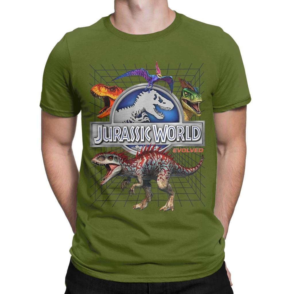 World Evolved 2025 Dino Grid T Rex Graphic TShirt Summer  Fashion T Shirts Mens 100 Cotton ONeck Oversized Tees Tshirt