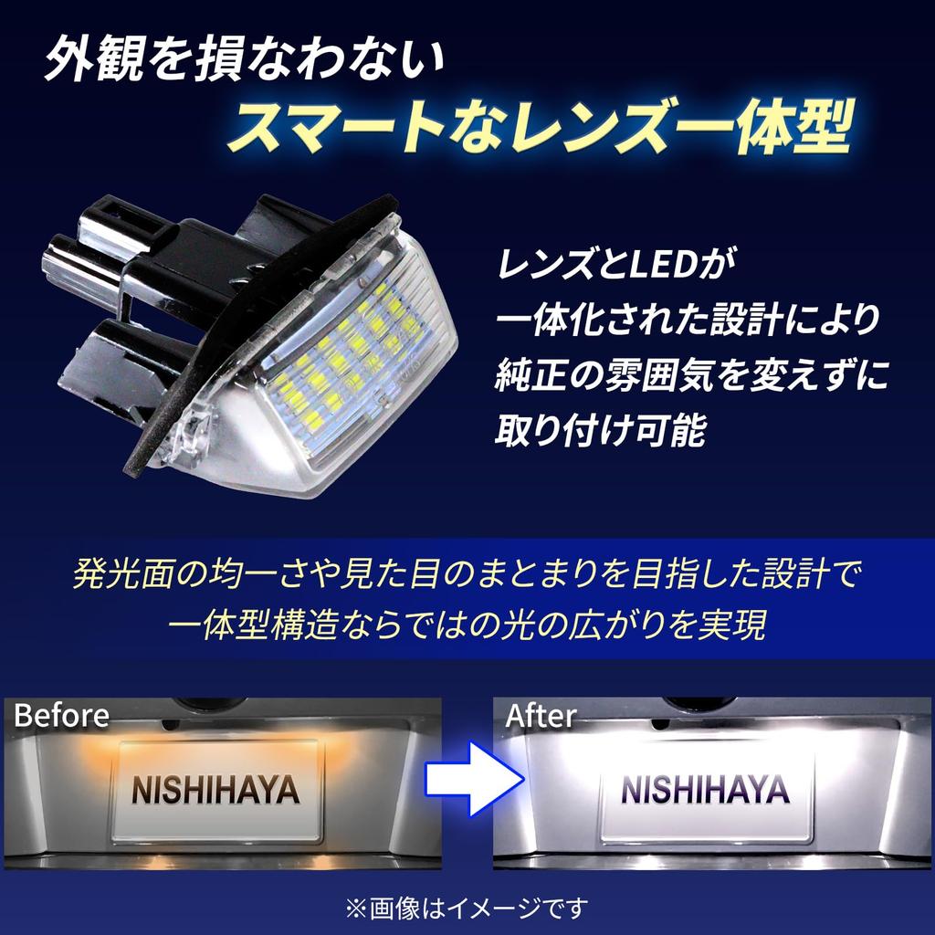 Nishihaya Toyota LED License Plate Light, White, Yaris Cross 130 Series, Corolla Prius Fielder/Cienta