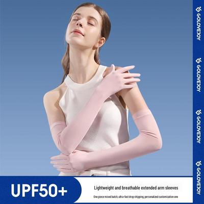 Women's Summer Fingerless Sun Protection Gloves for Cycling & Driving - Anti-Slip, Breathable, Ice Silk Long Sleeves XG49