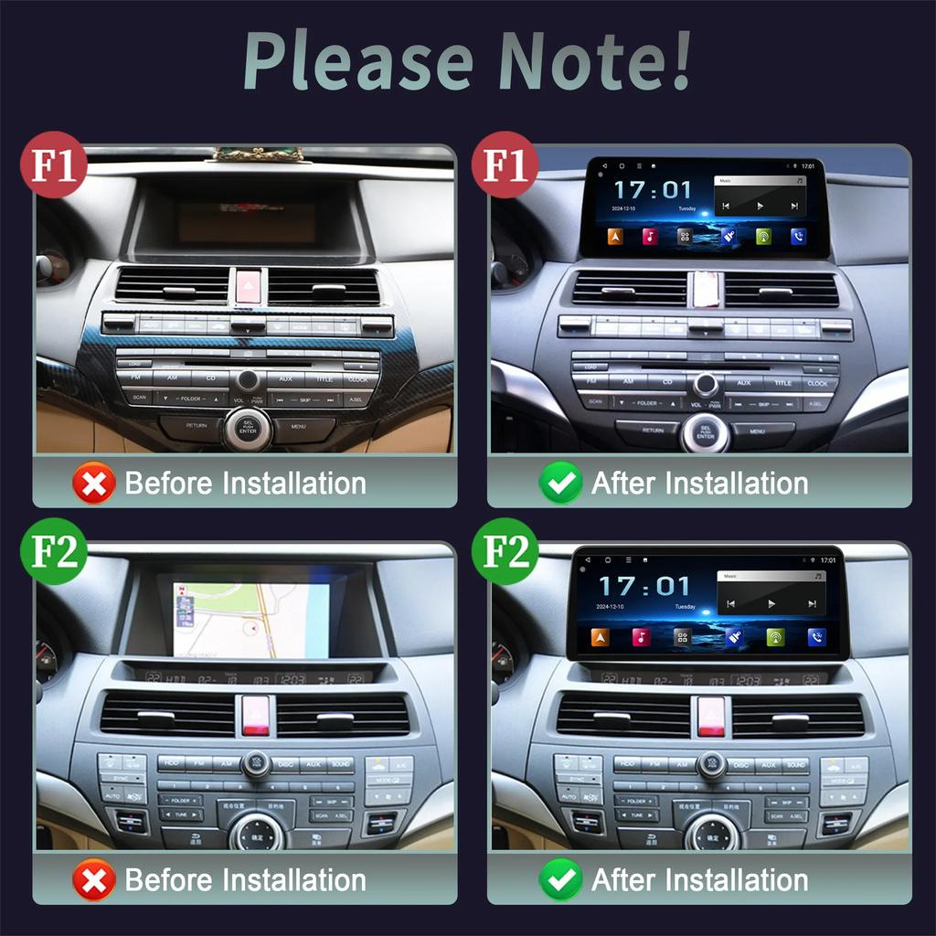 12.3inch Android For Honda Accord 2008-2012 Car Radio Multimedia Navigation 4G GPS Wireless BT CarPlay Touch Head Unit Screen