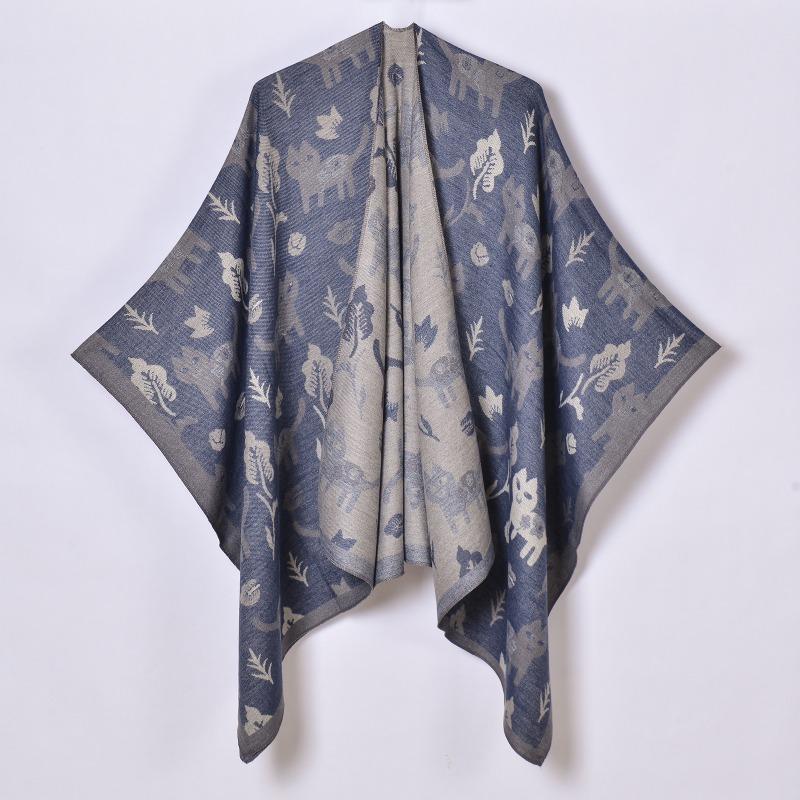 

New women s imitation cashmere scarf shawl cartoon double-sided jacquard cardigan i 130x150cm