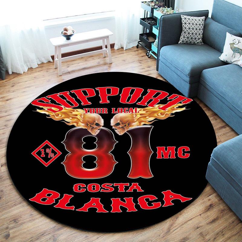 Gang Violence Motorcycle Enthusiasts Hells Angels Motorcycle Club Circular Carpet Is Soft, Home, Bedroom, Door Mat Decoration, and Non Slip Carpet E3