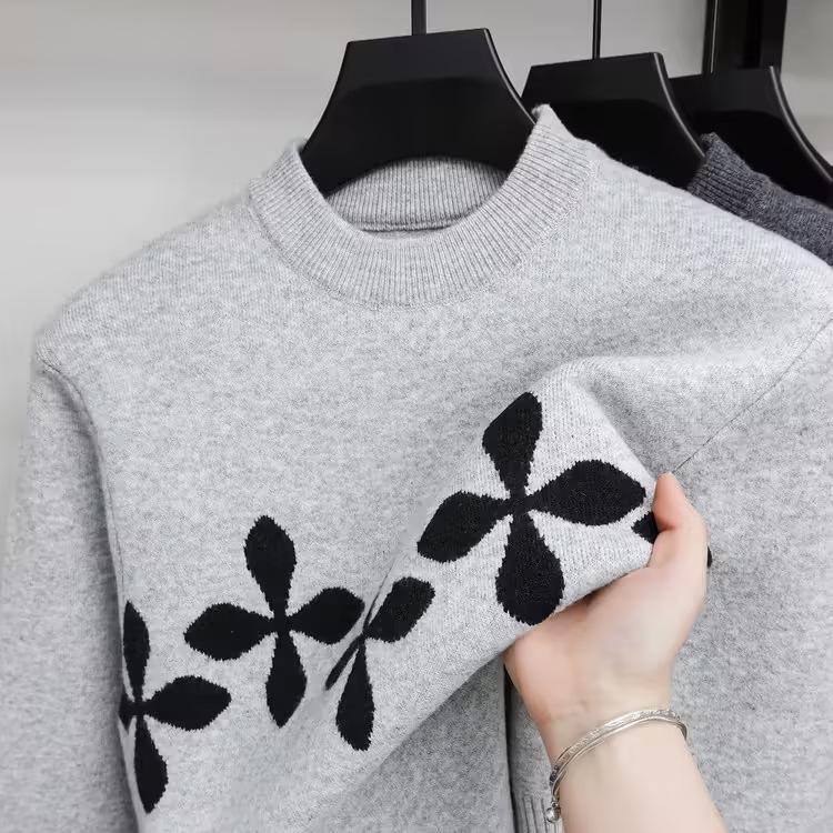 

Men s Fleece-Lined Half-High Collar Sweater: Thick, Warm, Winter Solid Color Knit, Long Sleeve Base Layer. XL світло-сірий колір