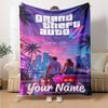 Grand Theft Auto Personalized Text Blanket Cozy Customizable Blanket Soft Warm Cozy for Living Room Couch Livingroom Office Chair for All Occasions