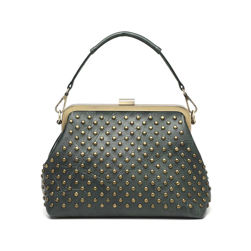 New PU Soft Leather Rivet Clip Bag Versatile Single Shoulder Crossbody Bag for Women