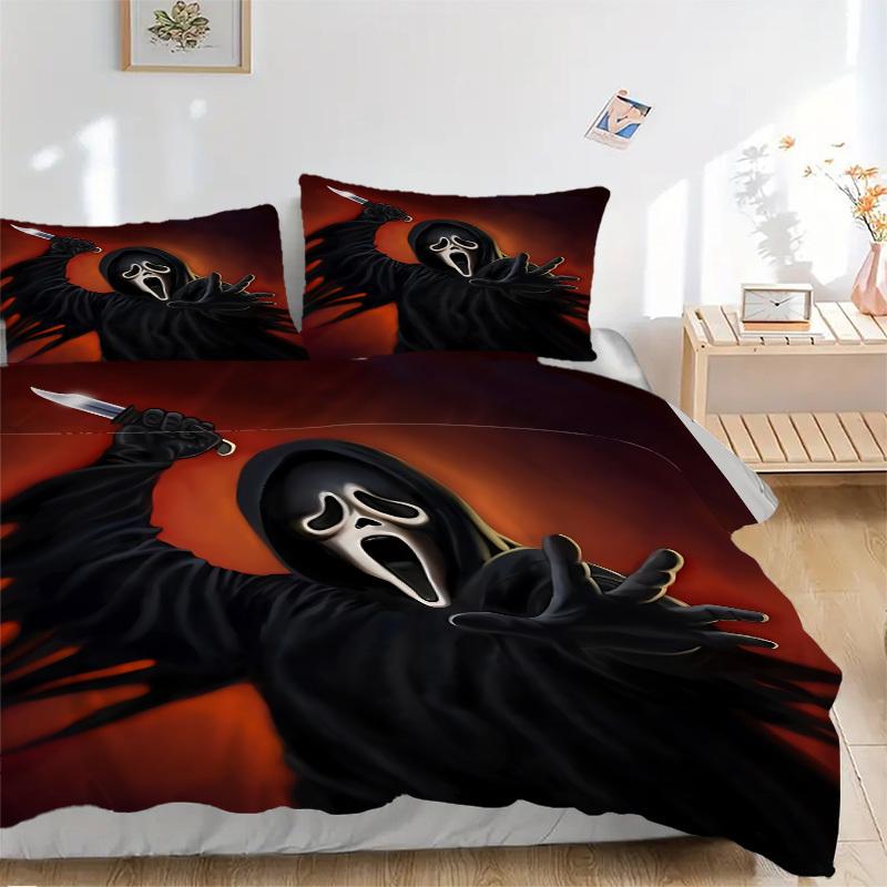 

3pcs Scream Comforter Set - Four Seasons Home High,Machine Washable Bedspread with Pillowcases (No Filling) yy250909020 135x200cm