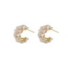 Diamond Pearl Flower Earrings Elegant Dangle Tassel Delicate Forest Stud For Women