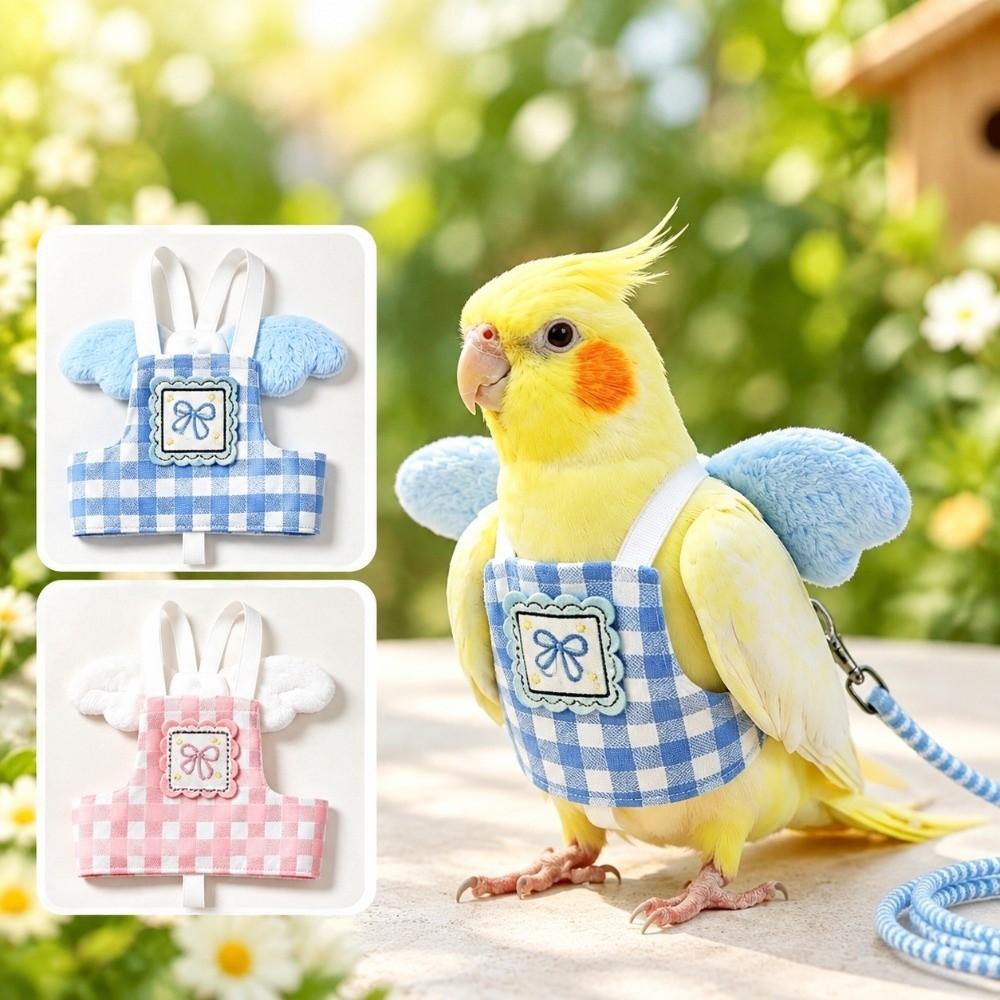 Checkered Bird Harness Leash Vest Style Parrot Diaper New Parrot Flight Suit  Outdoor Carrying