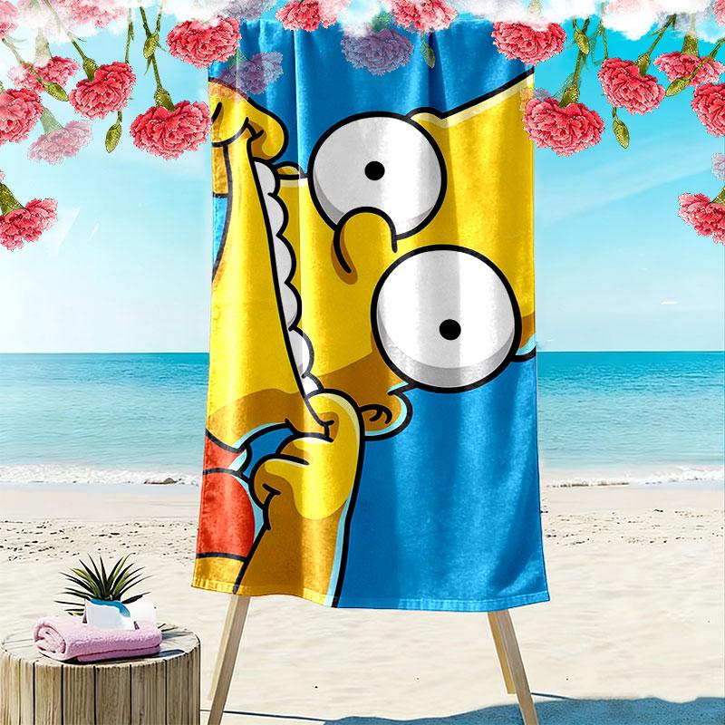 Bart Print Beach Towel, Large Soft Quick Dry Towel for Beach Camping Swimming