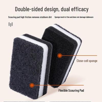 Black Oil-Resistant Dual-Sided Sponge for Bathtub & Kitchen Stain Removal