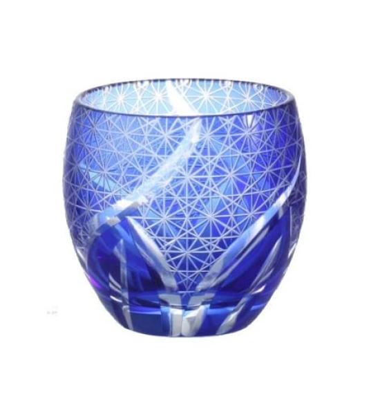 Kiriko Chrysanthemum Pattern and Glasses, (Red Blue)