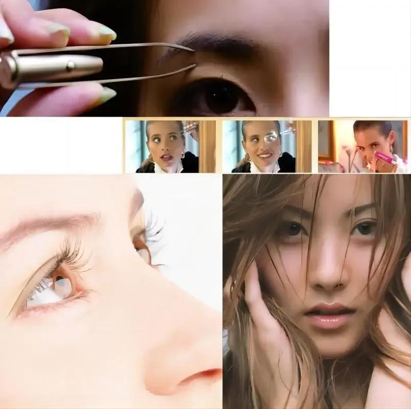 "LED Lighted Eyebrow Clip Stainless Steel Professional Beauty Tool for Eyebrow Trimming"