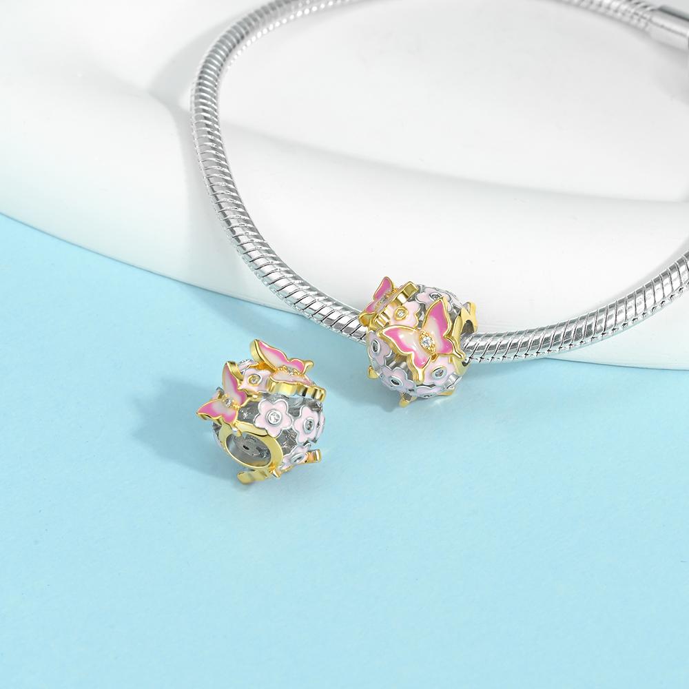 Charms Plata Butterfly Dragonfly Flower Copper Plated For Charms Copper Plated Original Bracelet For Jewelry Making