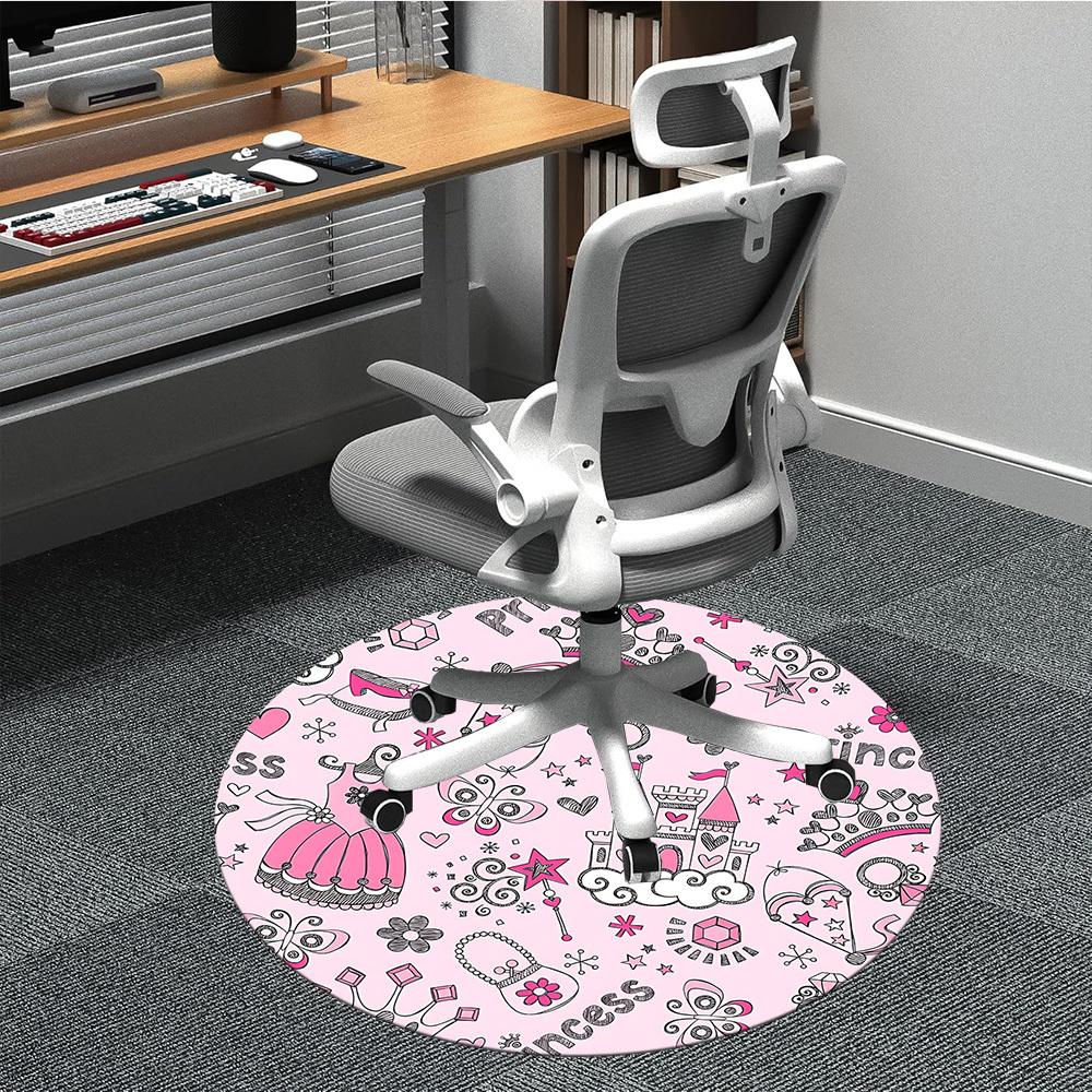 

1pc Princess Office Round Rug, Non-slip, Soft and Durable Office Rug for Interior Decoration, Perfect for Office, Beautiful Decoration yy260323058 80cm by 80cm