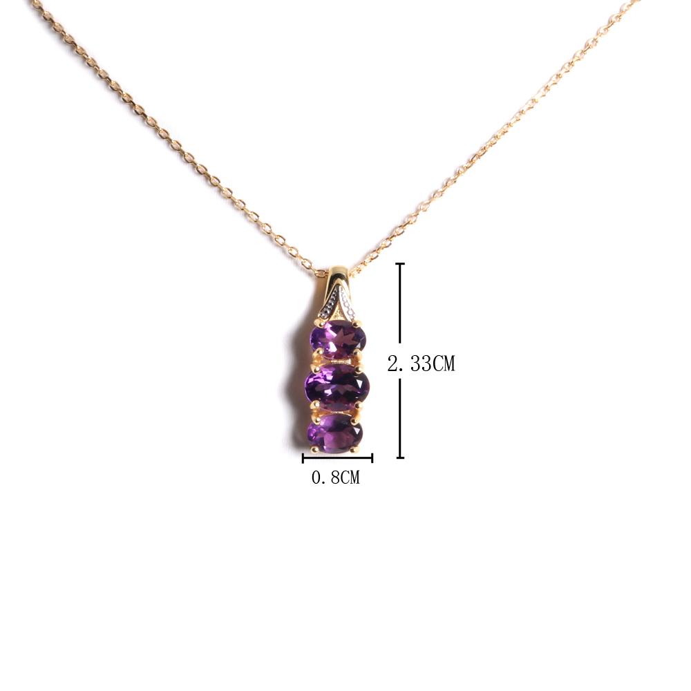 925 Sterling Silver Natural African Amethyst Ring Earrings Pendant Necklace Set Fashion Women's Birthday Exquisite Gift