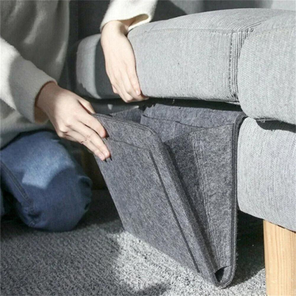 Felt Bedside Pocket Organizer Phone Book Magazine Holder Pockets Hanging Storage Bag Bed Table Sofa Side Pouch