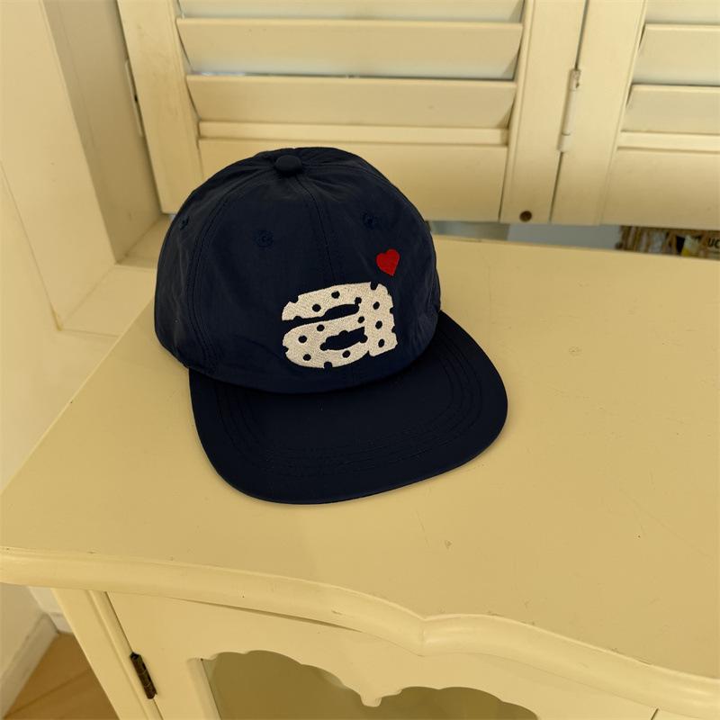 Spring and Summer Quick-drying Polka Dot Love Embroidery a Letter Baseball Hat Men and Women Breathable Flat Brim Soft Top Cap