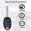 Key Fob Fits for Honda Accord 2008 2009 2010 2011 2012 (Sedan Only) / Pilot 2009 2010 2011 2012 2013 2014 2015 KR55WK49308 Remote Control Head Key
