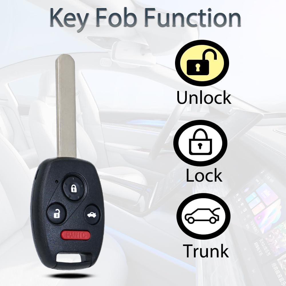 Key Fob Fits for Honda Accord 2008 2009 2010 2011 2012 (Sedan Only) / Pilot 2009 2010 2011 2012 2013 2014 2015 KR55WK49308 Remote Control Head Key