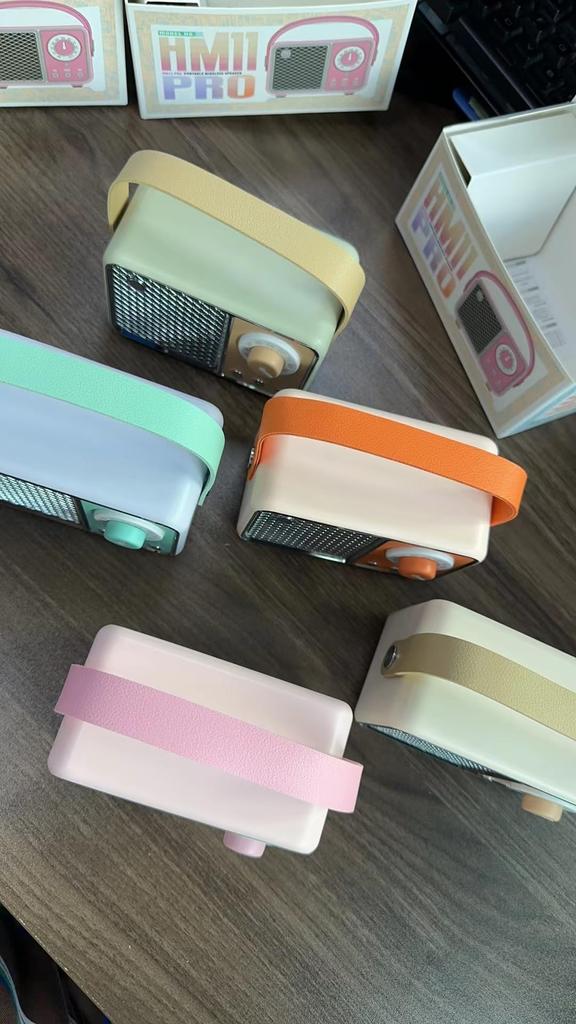 Cute Retro Bluetooth Speaker Knob Type Stepless Volume Adjustment Portable Speaker Bluetooth Speaker Stereo Wireless Speaker - (Pink)
