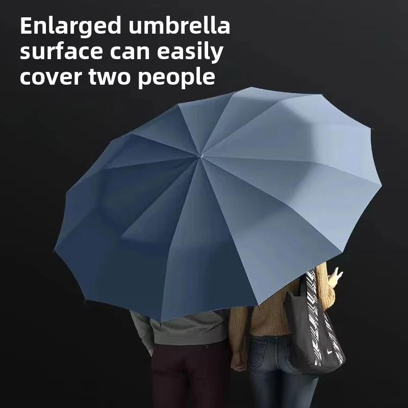 1Pc Manual Folding Umbrella Large Double Size Uv Protection Sun Rain Resistant Compact Shade Sunny And Rainy Umbrella