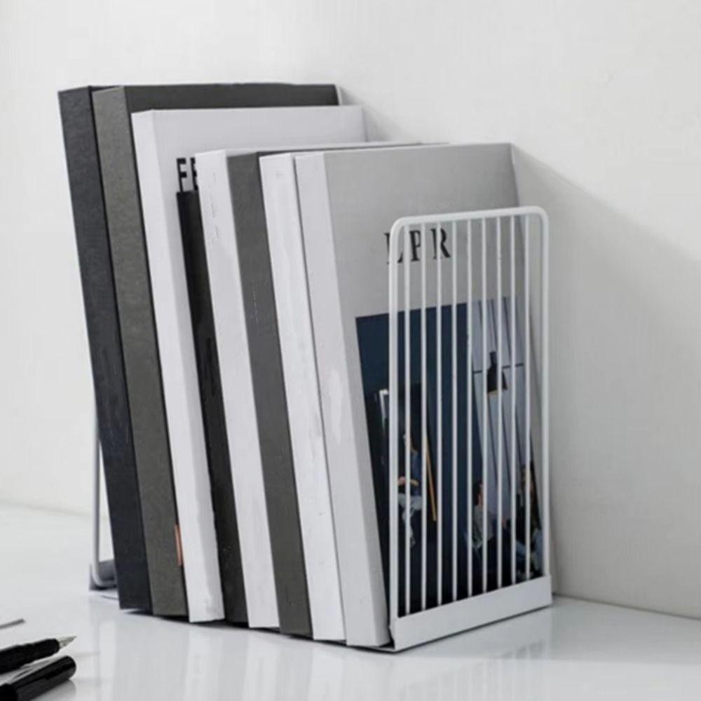 Hollow Metal Bookends Sturdy Document Holder Modern Simple Book Stand  Classroom