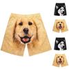 Men's Casual Shorts with Elastic Waistband Featuring Realistic Dog Face Print Lightweight Comfortable Fit