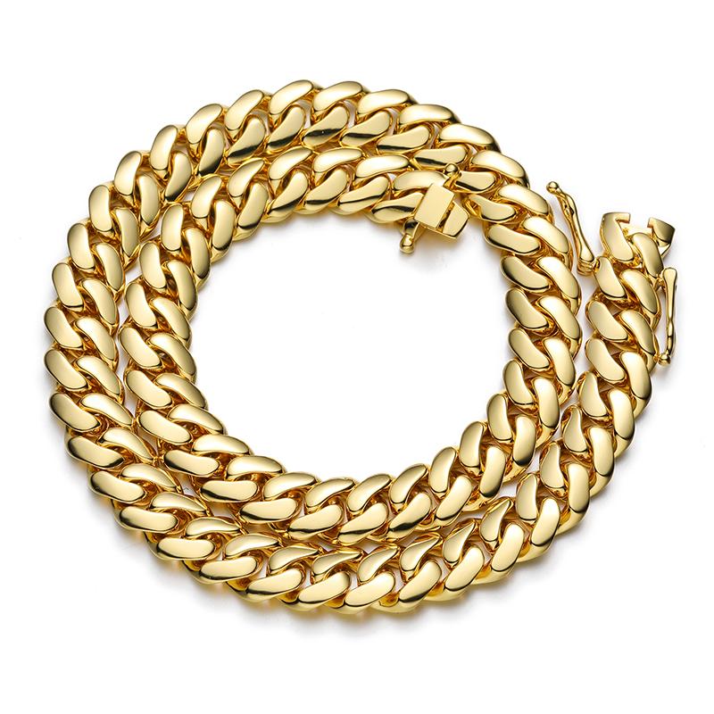22mm Iced Out Cuban Link Chain Necklace 18K Gold Plated Solid Copper Miami Hip Hop Jewelry With Certificate