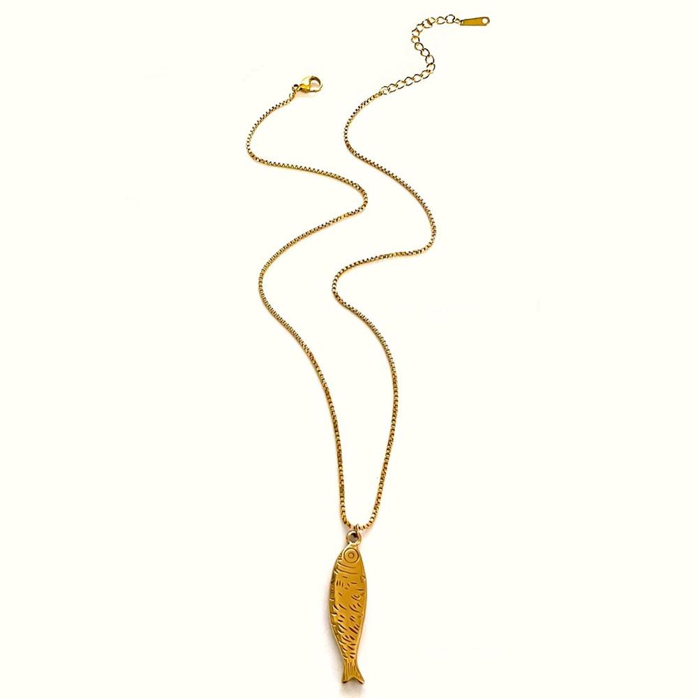 Gold Mini Fish Necklace Jewelry Ocean Style Beach Chain Choker Fish Pendant Necklace  Sea Beach