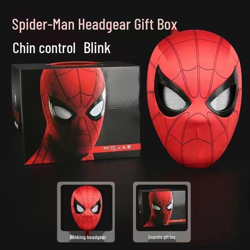 Electric Spider-Man Mask with Blinking Eyes - Light-Up Cosplay Helmet Toy for Kids