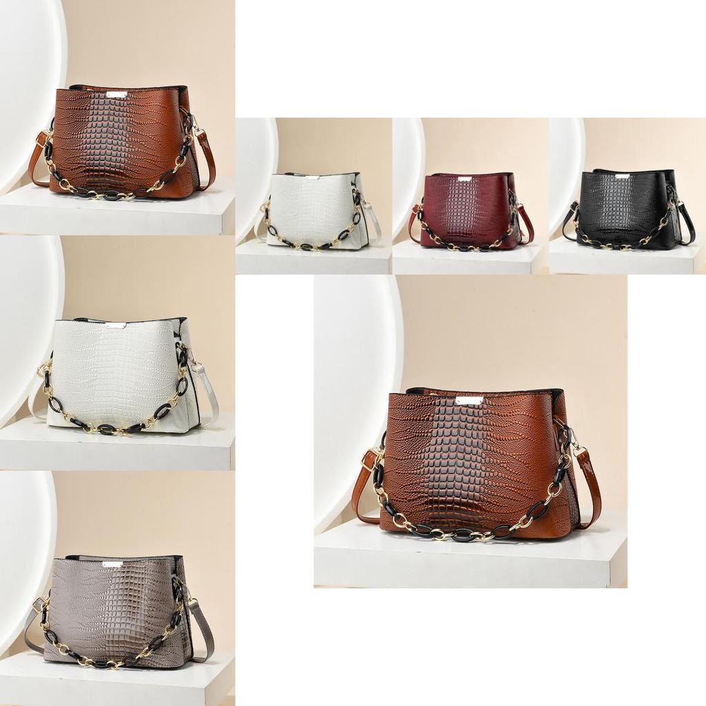 Chic Crossbody Bucket Bag For Women Modern Design Stylish Chain Detail And High Quality Pu Material