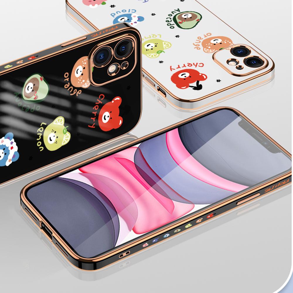Niedliche Cartoon 6D-Beschichtung Handyhülle für iPhone 11 12 13 14 Pro Max Samsung Galaxy Xiaomi Mi Redmi Note Oneplus Infinix Tecno Soft Cover
