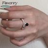 Foxanry Minimalist Copper Color Rings Party Jewelry For Women Korean Cute Creative Design Black Pendant Birthday Accessories