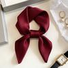 Solid Color Green Small Square Scarf Silk Scarf Women's Matching Shirt Spring and Autumn Summer Neck Protection Sunscreen Scarf Thin Scarf