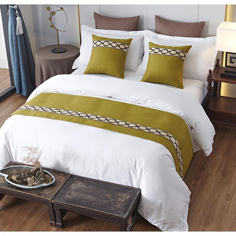 Runner da letto in stile europeo, ricamo di lusso, bandiera, runner da tiro, camera da letto, decorazione per la casa, letto, asciugamano, federa