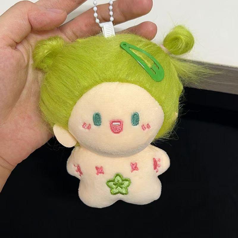 Creative Fried Hair Doll Keychain Ins Toothless Dolls Pendant Diy Hairstyle Little Girl Keyring Schoolbag Hanging Ornament