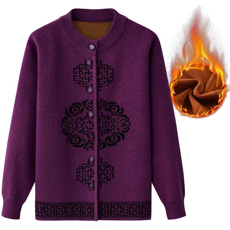 Zimní dámské termoprádlo Plus sametový silný svetr kabát Středního věku a starší oblečení